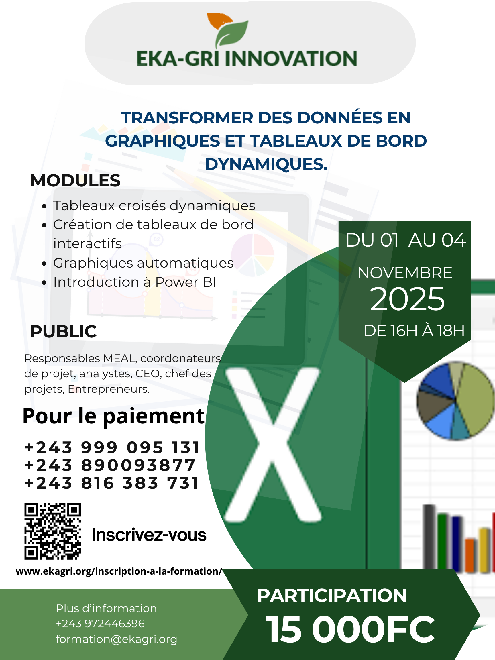 You are currently viewing Bukavu : Ekagri-Innovation forment les acteurs des ONG à la création de tableaux de bord dynamiques sur Excel